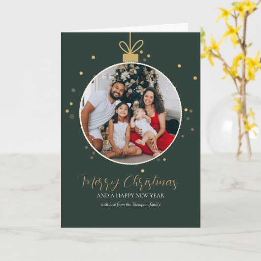 Personalised luxury modern family photo Christmas Karte (Gelbe Blume)