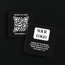 PERSONALISED Modern Black and QR CodeBusiness Card Quadratische Visitenkarte