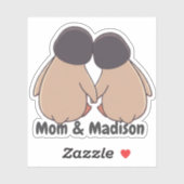 Personalised Mom & Daughter Cute Penguin Sticker (Blatt)