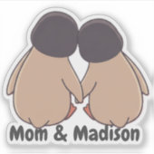 Personalised Mom & Daughter Cute Penguin Sticker (Vorderseite)