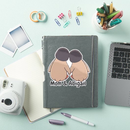 Personalised Mom & Daughter Cute Penguin Sticker (iPad Hülle)