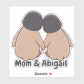Personalised Mom & Daughter Cute Penguin Sticker (Blatt)