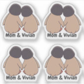 Personalised Mom & Daughter Cute Penguin Stickers Aufkleber (Vorderseite)
