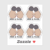 Personalised Mom & Daughter Cute Penguin Stickers Aufkleber (Blatt)