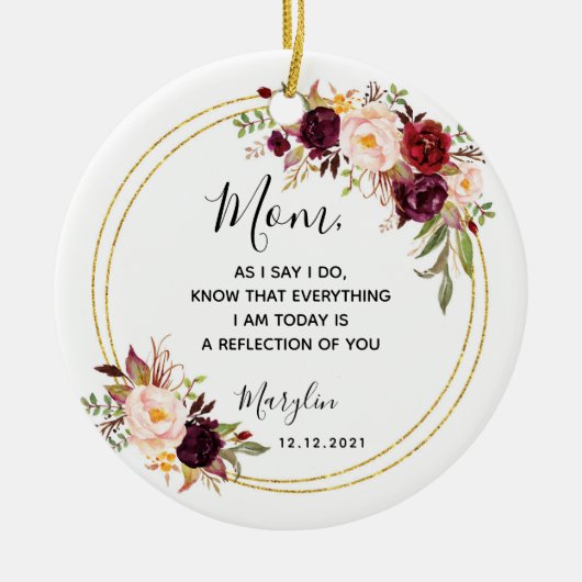 Personalised Mother of the Bride Marsala Floral Keramik Ornament (Vorne)