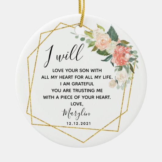 Personalised Mother of the Groom Floral Gift Keramik Ornament (Vorne)
