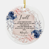 Personalised Mother of the Groom Peach and Blue Keramik Ornament (Vorne)
