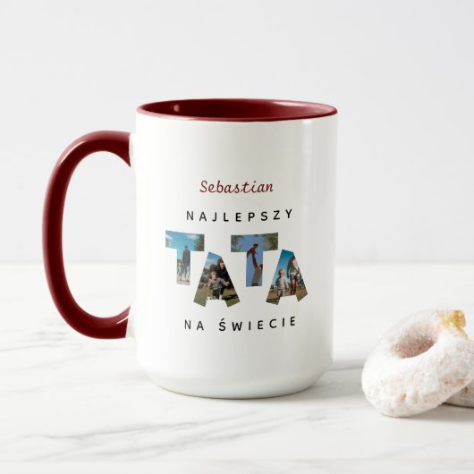Personalised NAJLEPSZY TATA NA ŚWIECIE Große Tasse (Mit Donut)