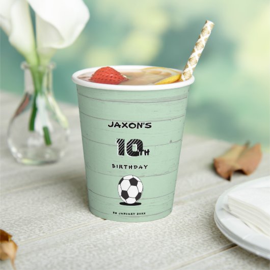 Personalised Name & Age Soccer Football  Pappbecher (In Situ)