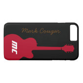 Personalised name and initials red rock guitar Case-Mate iPhone hülle (Rückseite (Horizontal))