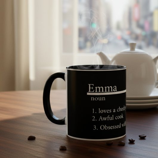 “Personalised Name Grey Satin Coffee Mug” Tasse