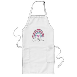 Personalised name pink rainbow baking lange schürze