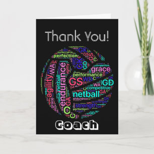 Personalised Netball Coach Thank You Card Dankeskarte