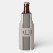 Personalised Neutral Stripe Custom Initials Modern Flaschenkühler (Flaschenvorderseite)