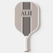 Personalised Neutral Stripe Custom Initials Modern Pickleball Schläger (Rückseite)
