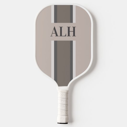 Personalised Neutral Stripe Custom Initials Modern Pickleball Schläger (Rückseite)