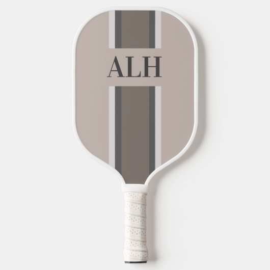 Personalised Neutral Stripe Custom Initials Modern Pickleball Schläger (Vorderseite)