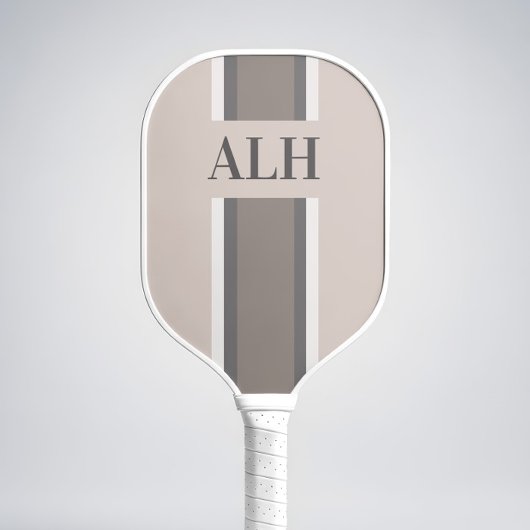 Personalised Neutral Stripe Custom Initials Modern Pickleball Schläger