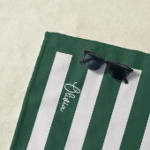 Personalised Neutral Stripe Custom Initials Modern Strandtuch (Beispiel)