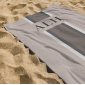 Personalised Neutral Stripe Custom Initials Modern Strandtuch