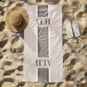 Personalised Neutral Stripe Custom Initials Modern Strandtuch
