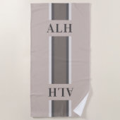 Personalised Neutral Stripe Custom Initials Modern Strandtuch (Vorderseite)