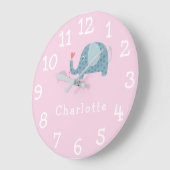 Personalised Nursery Polka Dot Elephants Große Wanduhr (Winkel)