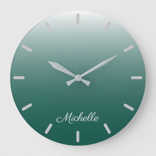Personalised ombre gradient green große wanduhr (Vorderseite)