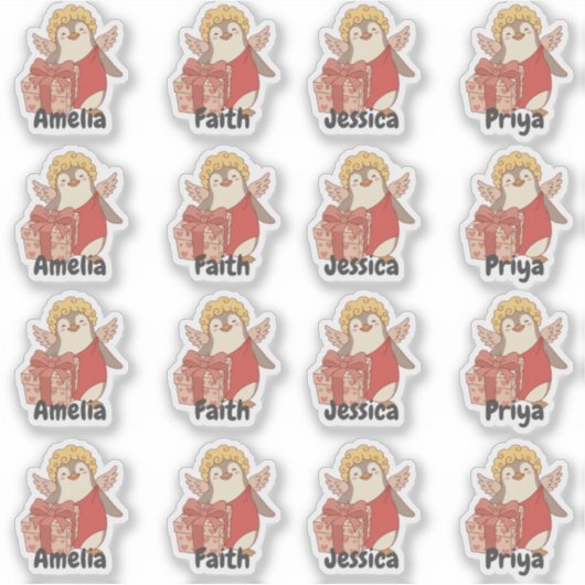 Personalised Penguin Cupid Sticker Pack (Vorderseite)