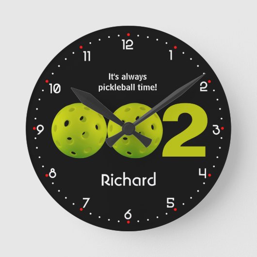 Personalised Pickleball 002 score Runde Wanduhr (Vorderseite)
