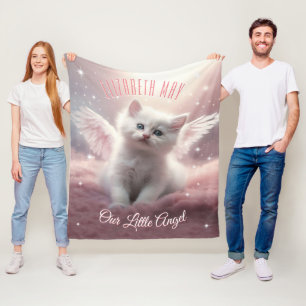 Personalised pink bedroom decor cute kitten fleecedecke
