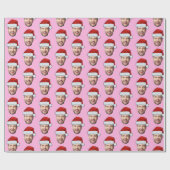 Personalised Pink Face Santa Hat Gift Wrap Geschenkpapier (Flach)