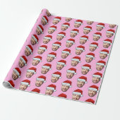 Personalised Pink Face Santa Hat Gift Wrap Geschenkpapier (Ungerollt)