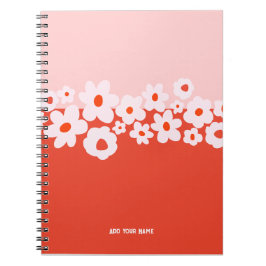 PERSONALISED Pink Red Flower Pattern Notebook Notizblock