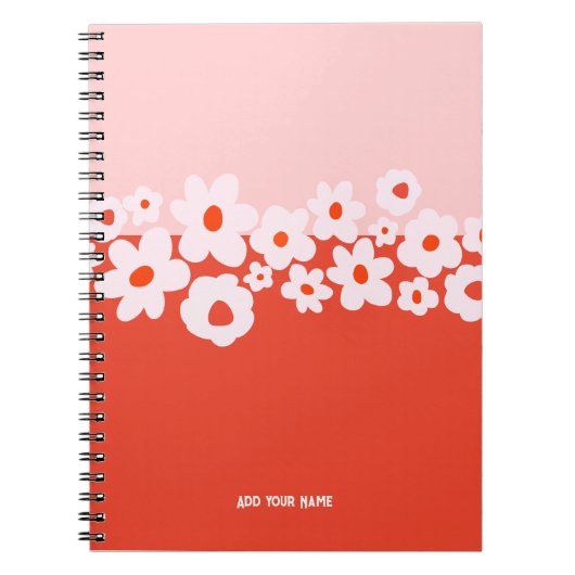 PERSONALISED Pink Red Flower Pattern Notebook Notizblock (Vorderseite)