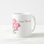 Personalised  Pink Rose Floral Classic Mug  Kaffeetasse (VorderseiteRechts)