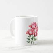 Personalised  Pink Rose Floral Classic Mug  Kaffeetasse (Vorderseite Links)