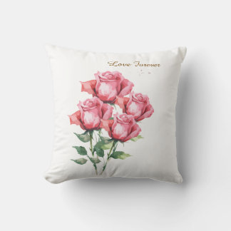 Personalised  Pink Rose Floral Throw Pillow Cover  Kissen