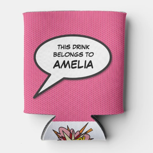 Personalised Pop Art Comic Book Speech Bubble Dosenkühler (Vorderseite)