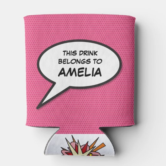 Personalised Pop Art Comic Book Speech Bubble Dosenkühler (Rückseite)