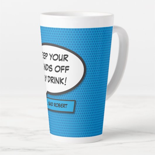 Personalised Pop Art Comic Book Speech Bubble Milchtasse (Rechte Ecke)