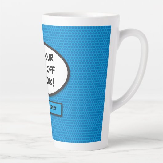 Personalised Pop Art Comic Book Speech Bubble Milchtasse (Rechts)