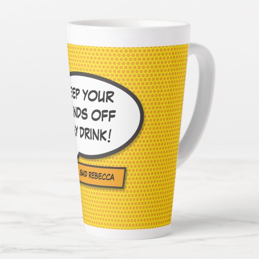 Personalised Pop Art Comic Book Speech Bubble Milchtasse (Rechte Ecke)