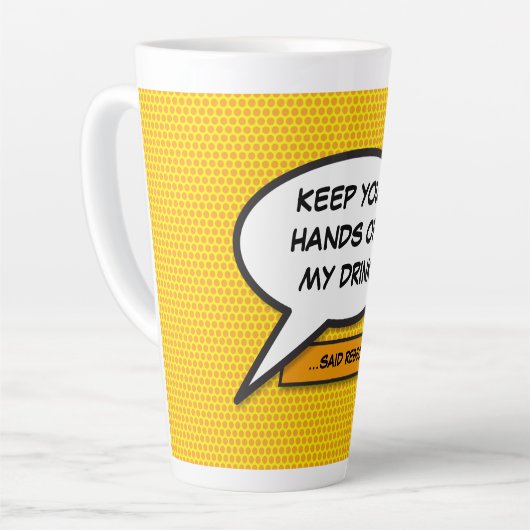 Personalised Pop Art Comic Book Speech Bubble Milchtasse (Linke Ecke)