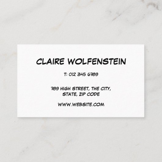 Personalised Pop Art Comic Book Speech Bubble Visitenkarte (Rückseite)