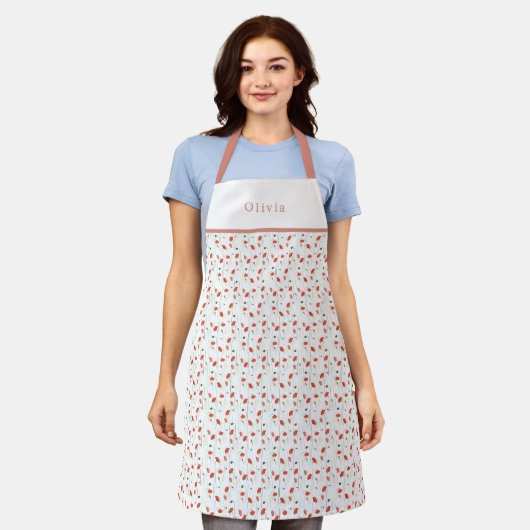 Personalised Pretty Poppy Pattern Apron Schürze (Getragen)