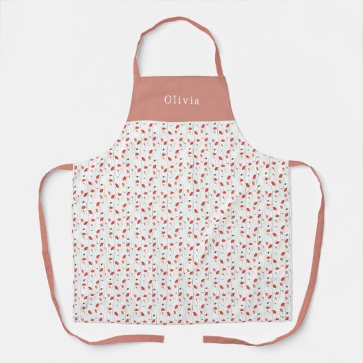 Personalised Pretty Poppy Pattern Apron Schürze (Vorderseite)