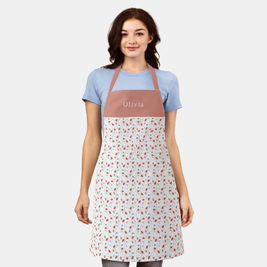 Personalised Pretty Poppy Pattern Apron Schürze (Getragen)