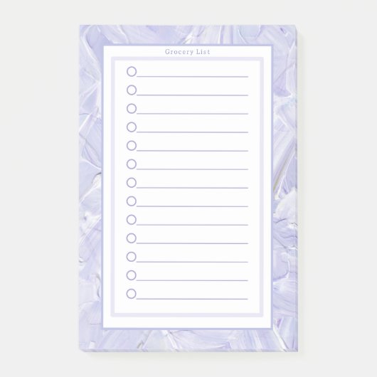 Personalised Purple Paint Strokes Grocery List. Post-it Klebezettel (Vorderseite)