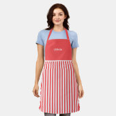 Personalised Red Stripe Pattern Apron. Schürze (Getragen)